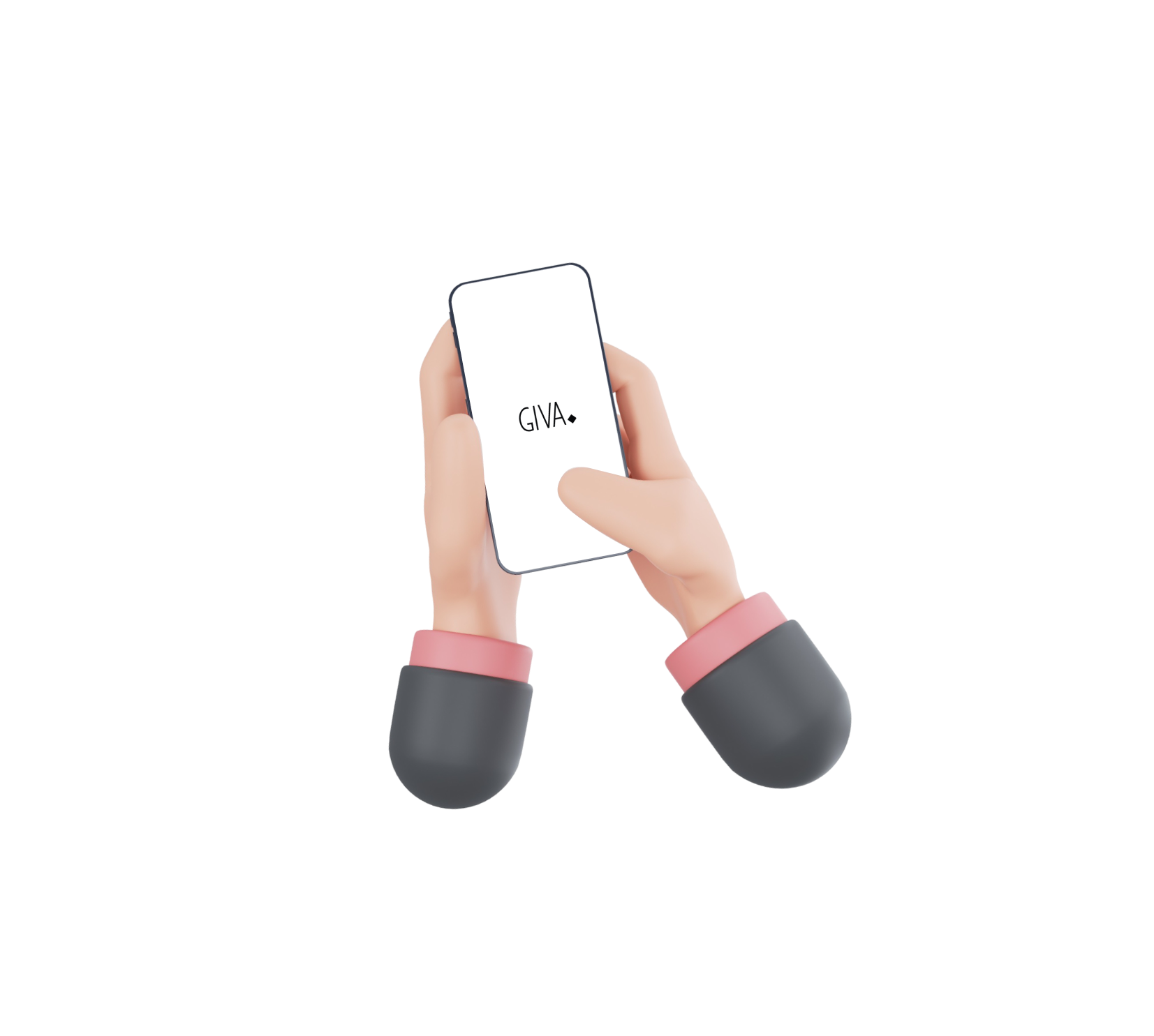 Hands holding smartphone with GIVA application
