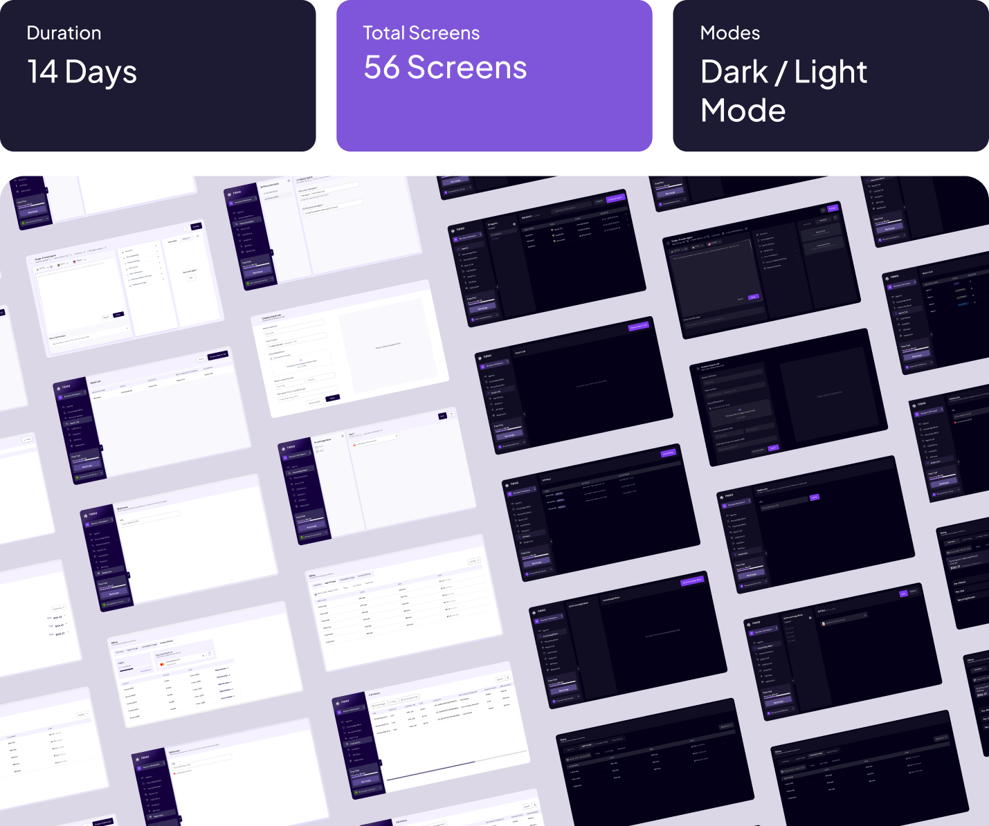 Nexa Light and Dark mode UI comparisons